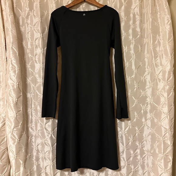 Prana Black Tally Faux Wrap Midi Knee Long Sleeve Dress - Picture 4 of 10